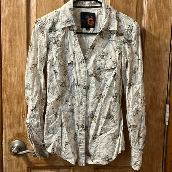 Guess Butterfly Button Up Shirt - Picture 1 of 8